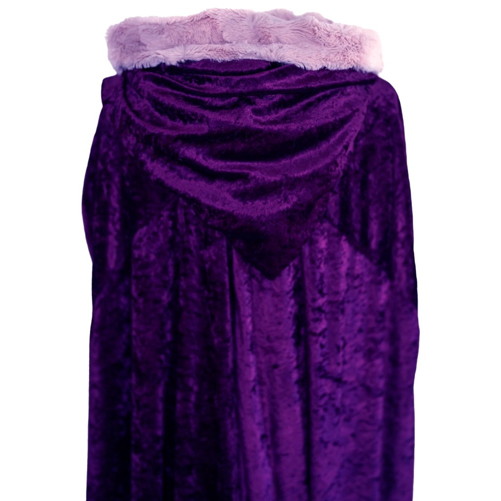 KNIGHTWEAVE Royal Collection Purple Hooded Cape with Faux Fur Lining Size Medium